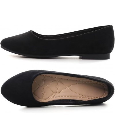 Women's Cute Round-Toe Flat Ballet Shoes Comfortable Dress Shoes for Walking Upgrade Black 1 $9.37 Flats