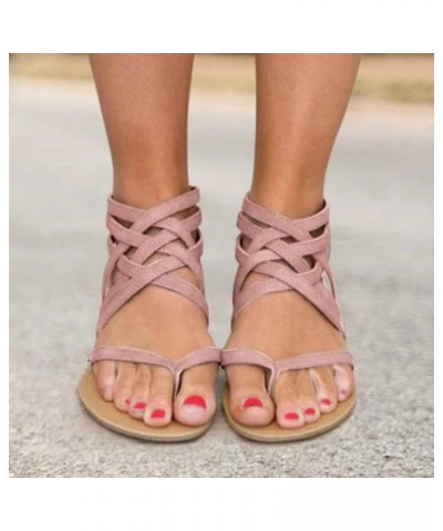 Fashion Open Women's Toe Summer Breathable Sandals Beach Flat Zipper Shoes Women's sandals Little Cheeks Sandals Women Pink $...