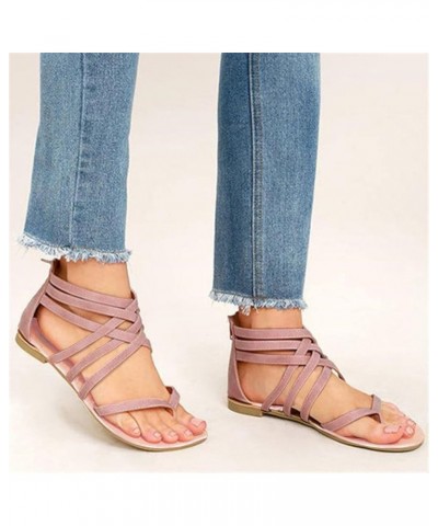 Fashion Open Women's Toe Summer Breathable Sandals Beach Flat Zipper Shoes Women's sandals Little Cheeks Sandals Women Pink $...