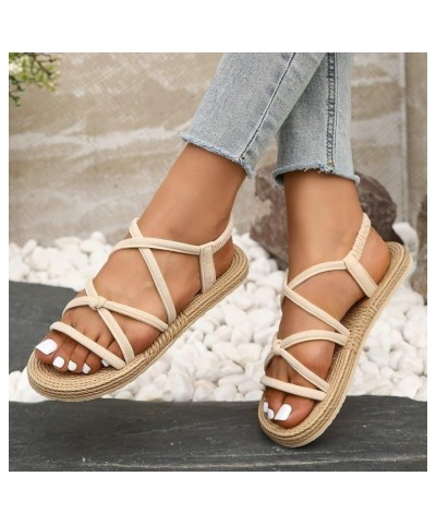 Gold Sandals For Women Comfy Sandals For Womens Sandles Sandals Women Dressy Low Heel Flats Shoes Women Dress Khaki-11 $11.25...