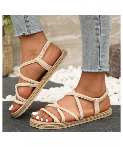 Gold Sandals For Women Comfy Sandals For Womens Sandles Sandals Women Dressy Low Heel Flats Shoes Women Dress Khaki-11 $11.25...