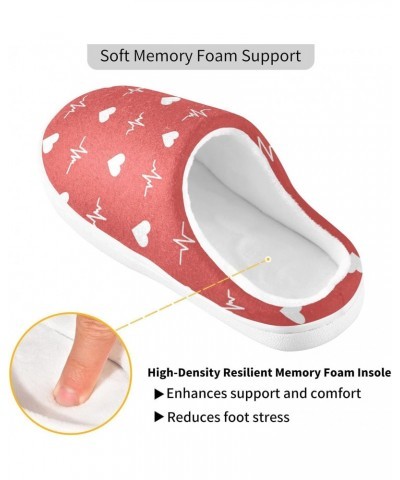 Men's Women's House Slipper with Memory Foam Heart Symbols Happy Valentine's Day Cozy Cotton Slipper for Bedroom Spa $19.02 S...