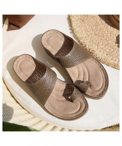 Womens Wedges Beach Open Toe Roman Flip Flop Beaded Bohemian slippers Sandals platform wedge sandals for women Grey $14.34 Sa...