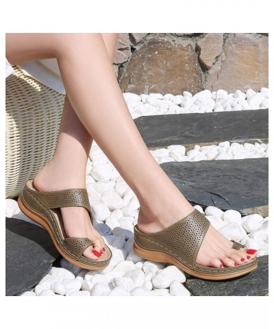 Womens Wedges Beach Open Toe Roman Flip Flop Beaded Bohemian slippers Sandals platform wedge sandals for women Grey $14.34 Sa...