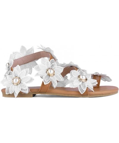 Sandals Women Dressy Summer Elegant Lace Flat Sandals Women's Daily Casual Sandals Women Fashion Beach Sandals Xl077-white $1...