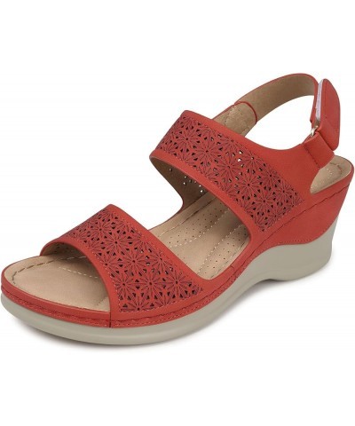 Wedge Sandals for Women Platform: Open Toe Wedges Sandals - Dressy Summer Sandal - Comfortable Ankle Strap Womens Sandals Red...