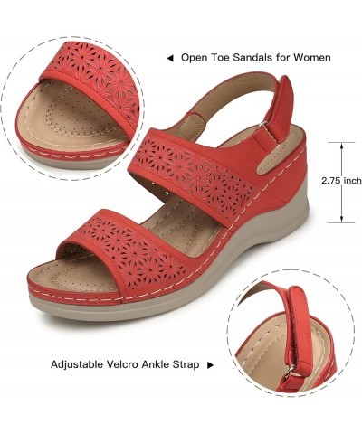 Wedge Sandals for Women Platform: Open Toe Wedges Sandals - Dressy Summer Sandal - Comfortable Ankle Strap Womens Sandals Red...