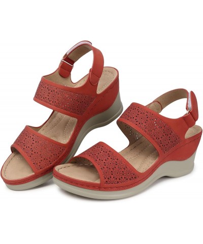 Wedge Sandals for Women Platform: Open Toe Wedges Sandals - Dressy Summer Sandal - Comfortable Ankle Strap Womens Sandals Red...