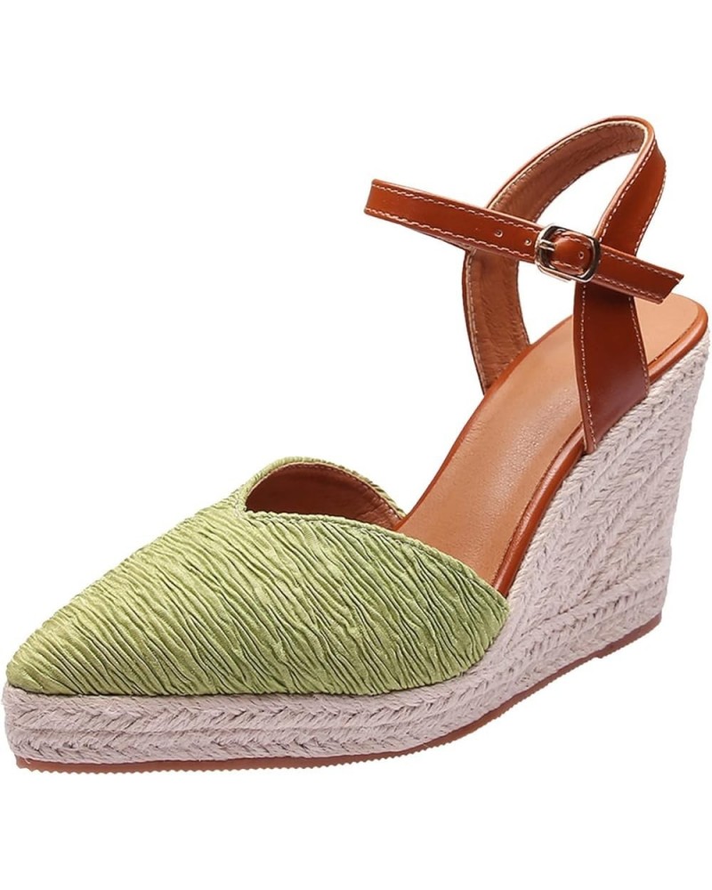 Summer Fisherman Shoes Wedge Sandals Women's Platform High Heel Thick Sole Point Toe Wedge Sandals for Women 6 Green $26.25 S...