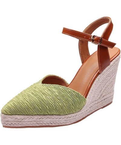 Summer Fisherman Shoes Wedge Sandals Women's Platform High Heel Thick Sole Point Toe Wedge Sandals for Women 6 Green $26.25 S...