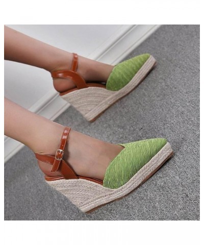 Summer Fisherman Shoes Wedge Sandals Women's Platform High Heel Thick Sole Point Toe Wedge Sandals for Women 6 Green $26.25 S...