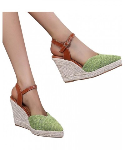 Summer Fisherman Shoes Wedge Sandals Women's Platform High Heel Thick Sole Point Toe Wedge Sandals for Women 6 Green $26.25 S...