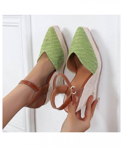 Summer Fisherman Shoes Wedge Sandals Women's Platform High Heel Thick Sole Point Toe Wedge Sandals for Women 6 Green $26.25 S...