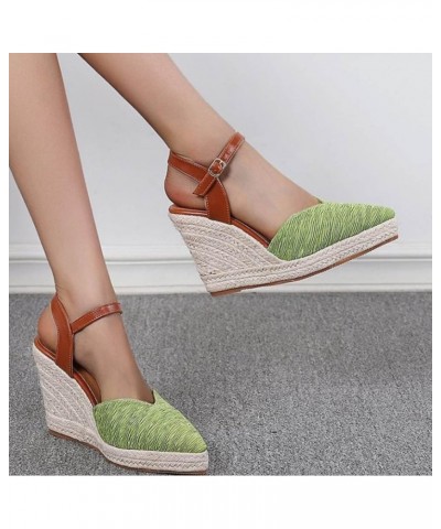 Summer Fisherman Shoes Wedge Sandals Women's Platform High Heel Thick Sole Point Toe Wedge Sandals for Women 6 Green $26.25 S...