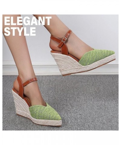 Summer Fisherman Shoes Wedge Sandals Women's Platform High Heel Thick Sole Point Toe Wedge Sandals for Women 6 Green $26.25 S...