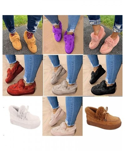 Women Casual Fashion Flat Boots Platform Shoes Slipper Winter Warm Durable Fur Lining Ankle Booties Loafer Platform Shoes Non...