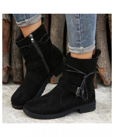 Fashion Women's Shoes Breathable Chunky High Heels Thick-soled Retro Zipper Short Boots Z 03-black $26.02 Boots