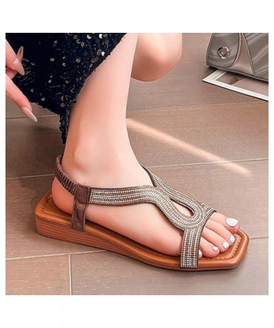 Slides for Women Lightweight Summer Beach 2024 Women's Flip-Flops Lightweight Strap Brown $14.03 Athletic Shoes