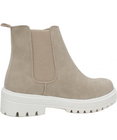 Soda Women's Faux Leather Round Toe Chelsea High Top Platform Ankle Boot Sand $23.97 Boots