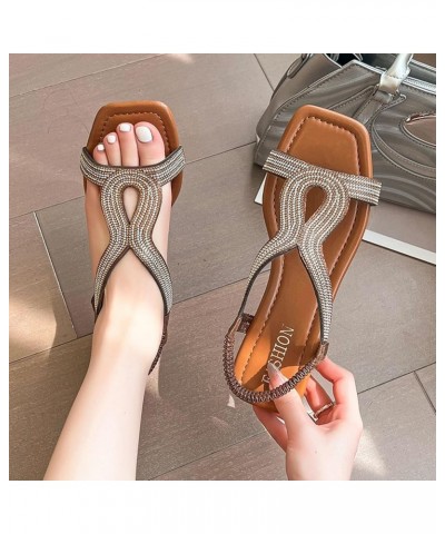 Slides for Women Lightweight Summer Beach 2024 Women's Flip-Flops Lightweight Strap Brown $14.03 Athletic Shoes