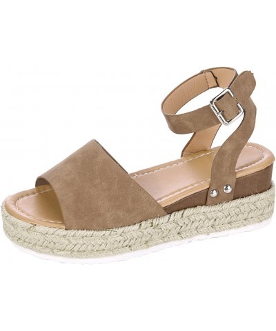 Casual Wedges Platforms Sandals Women's Fashion Shoes Toe Women's sandals Patriotic Sandals for Women (Brown, 7) $10.30 Sandals