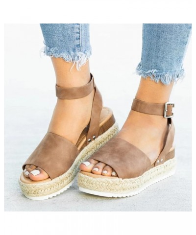 Casual Wedges Platforms Sandals Women's Fashion Shoes Toe Women's sandals Patriotic Sandals for Women (Brown, 7) $10.30 Sandals