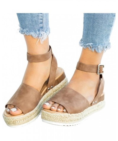 Casual Wedges Platforms Sandals Women's Fashion Shoes Toe Women's sandals Patriotic Sandals for Women (Brown, 7) $10.30 Sandals