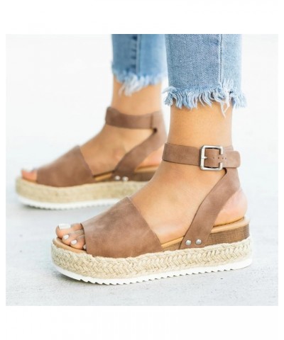 Casual Wedges Platforms Sandals Women's Fashion Shoes Toe Women's sandals Patriotic Sandals for Women (Brown, 7) $10.30 Sandals