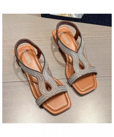 Slides for Women Lightweight Summer Beach 2024 Women's Flip-Flops Lightweight Strap Brown $14.03 Athletic Shoes