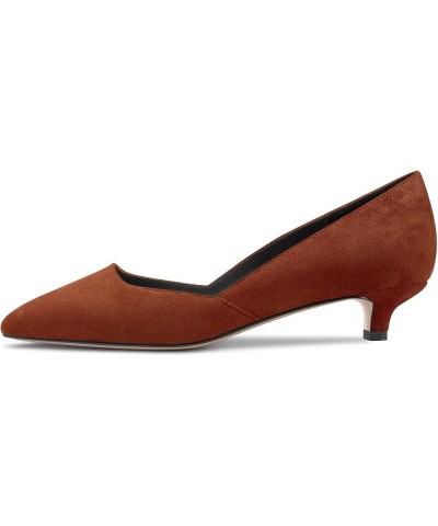 Womens Pumps Pointed Toe d-orsay Low Kitten Heel Slip On Suede Dress Shoes Office 1.5 Inch Dark Brown $40.39 Pumps