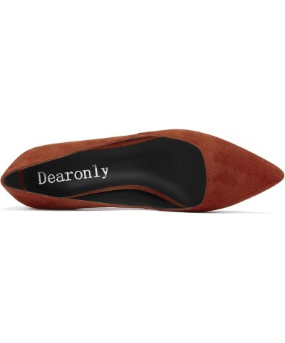 Womens Pumps Pointed Toe d-orsay Low Kitten Heel Slip On Suede Dress Shoes Office 1.5 Inch Dark Brown $40.39 Pumps