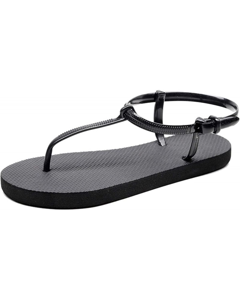 Comfy Sandals for Women, Womens Summer Rhinestone Buckle Strap Beach Open Toe Breathable Sandals Z 05-black $10.18 Sandals