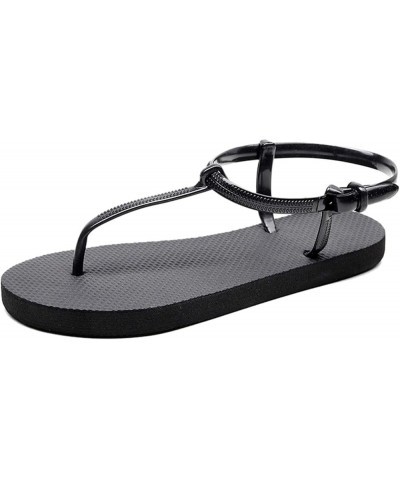 Comfy Sandals for Women, Womens Summer Rhinestone Buckle Strap Beach Open Toe Breathable Sandals Z 05-black $10.18 Sandals