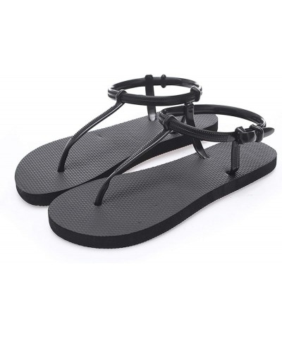 Comfy Sandals for Women, Womens Summer Rhinestone Buckle Strap Beach Open Toe Breathable Sandals Z 05-black $10.18 Sandals