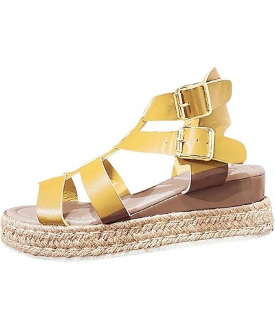 Sandals Women Wide Width Women Flats Socks Sandals Women Wedges For Women Sport Sandal 8 Women Sandals Comfortable Gre Yellow...