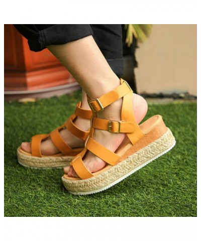 Sandals Women Wide Width Women Flats Socks Sandals Women Wedges For Women Sport Sandal 8 Women Sandals Comfortable Gre Yellow...