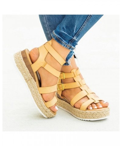 Sandals Women Wide Width Women Flats Socks Sandals Women Wedges For Women Sport Sandal 8 Women Sandals Comfortable Gre Yellow...