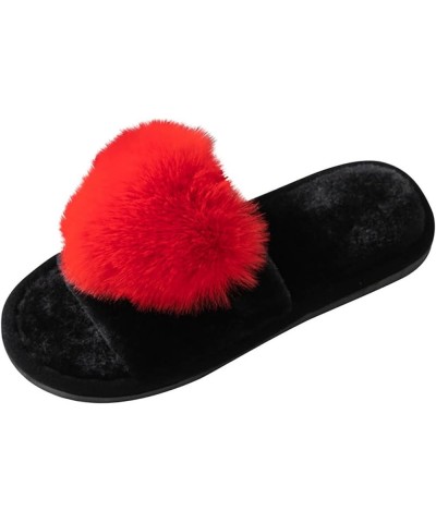 Slippers For Men And Women, Warm Home Cute Soft Plush Cotton Slippers Foam Bedroom Slippers Home Shoes Red $17.90 Slippers