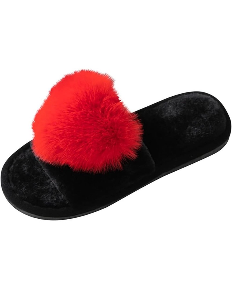 Slippers For Men And Women, Warm Home Cute Soft Plush Cotton Slippers Foam Bedroom Slippers Home Shoes Red $17.90 Slippers