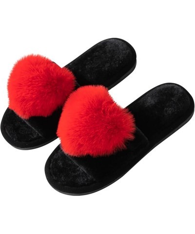 Slippers For Men And Women, Warm Home Cute Soft Plush Cotton Slippers Foam Bedroom Slippers Home Shoes Red $17.90 Slippers