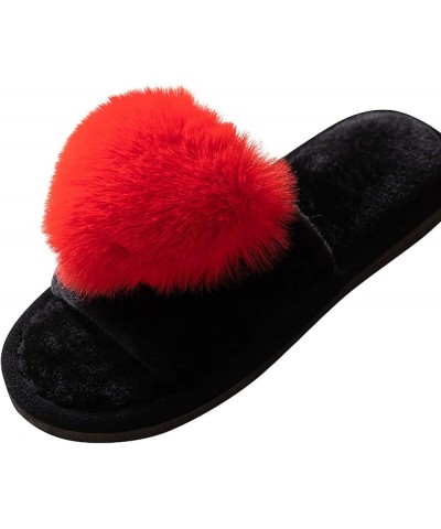 Slippers For Men And Women, Warm Home Cute Soft Plush Cotton Slippers Foam Bedroom Slippers Home Shoes Red $17.90 Slippers