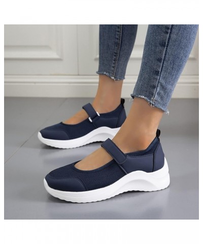 Women's Walking Shoes Sock Sneakers Mesh Slip On Air Cushion Platform Loafers Womens Wedge Heels Black $14.72 Athletic Shoes