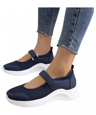 Women's Walking Shoes Sock Sneakers Mesh Slip On Air Cushion Platform Loafers Womens Wedge Heels Black $14.72 Athletic Shoes