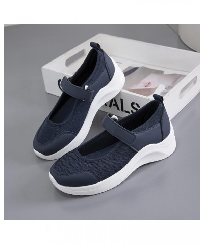 Women's Walking Shoes Sock Sneakers Mesh Slip On Air Cushion Platform Loafers Womens Wedge Heels Black $14.72 Athletic Shoes