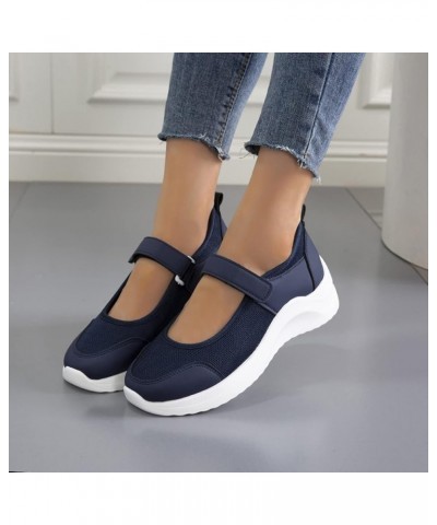 Women's Walking Shoes Sock Sneakers Mesh Slip On Air Cushion Platform Loafers Womens Wedge Heels Black $14.72 Athletic Shoes