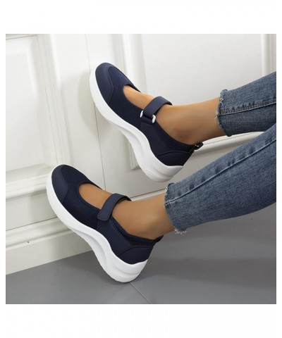 Women's Walking Shoes Sock Sneakers Mesh Slip On Air Cushion Platform Loafers Womens Wedge Heels Black $14.72 Athletic Shoes