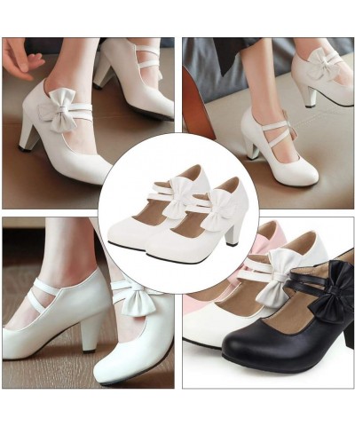 1 Pair High Heels Mary Pumps with Bow Buckle Ankle Strap Oxford Mary Shoes Lolita Cosplay Bowknot Dress Shoes Light Mouth Chu...