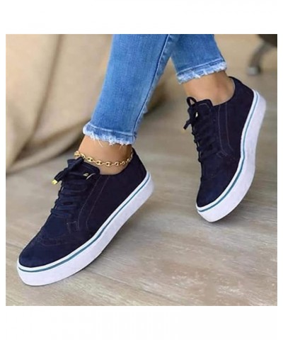 Sneakers for Women Walking Shoes Comfortable Lace ups Casual Summer Fashion Slip On Platform Flats Loafers Blue $12.23 Athlet...