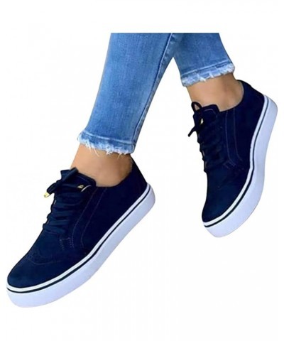 Sneakers for Women Walking Shoes Comfortable Lace ups Casual Summer Fashion Slip On Platform Flats Loafers Blue $12.23 Athlet...