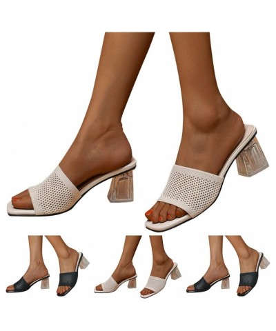 Womens Sandals Dressy Women Sandals Fashion Mesh Comfortable Summer New Pattern Transparent Heel Comfortable Trend Sandals (W...